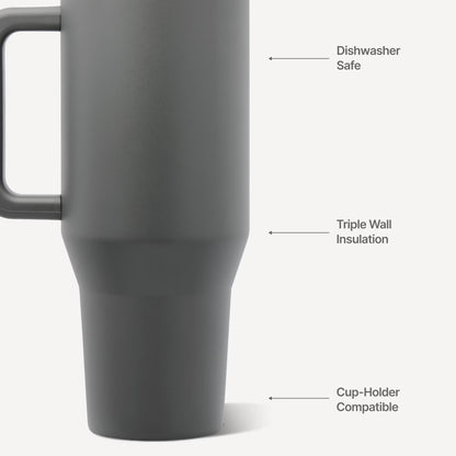 Traveler 32Oz, Insulated Tumbler with Handle & Straw, Stone